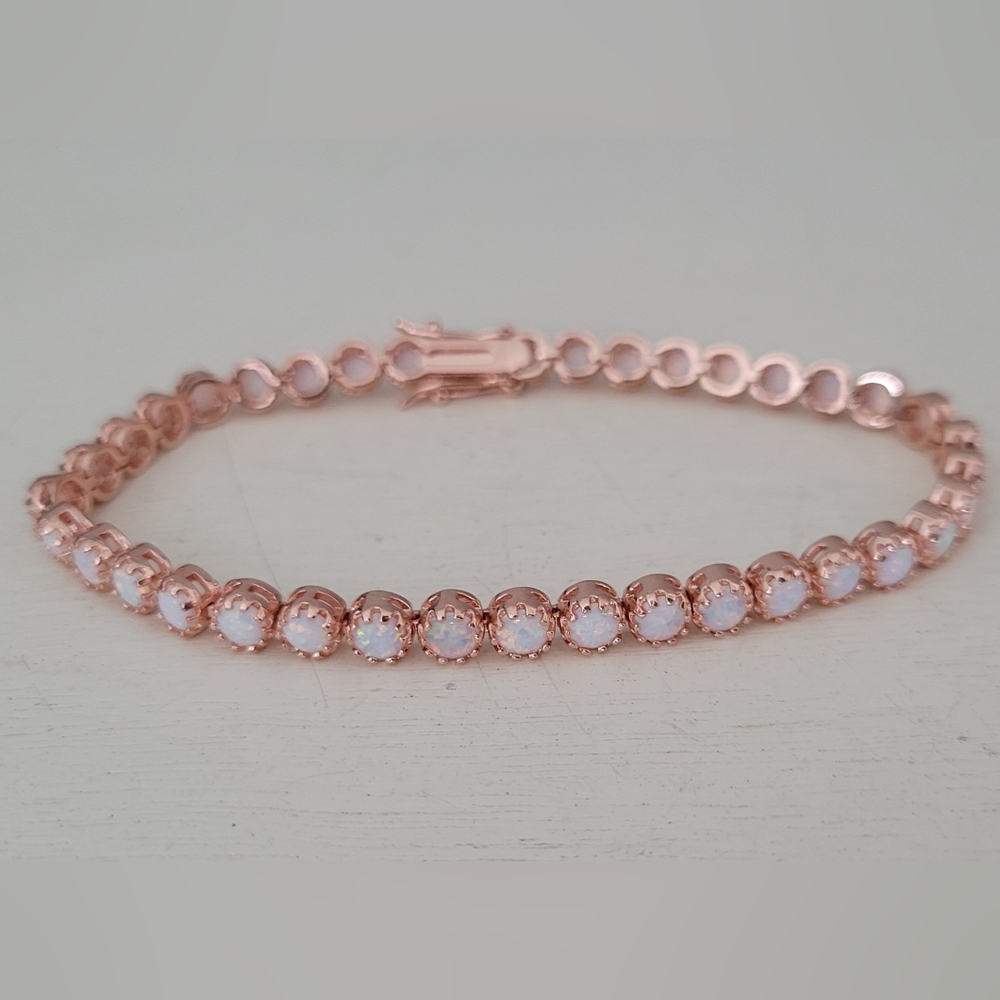 Fire Opal 18k Rose Gold Plated Tennis Bracelet